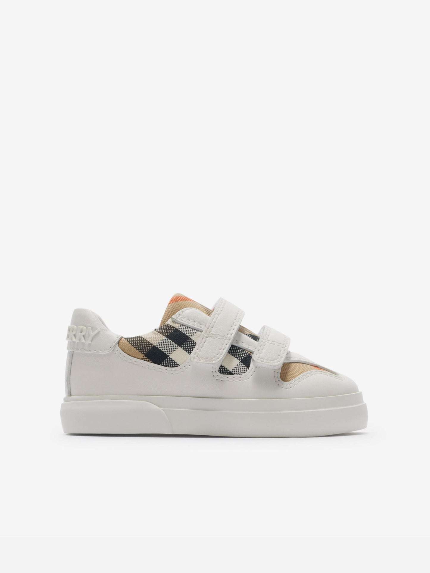 Burberry Kids Cotton and Leather Noah Strap Trainers in White
