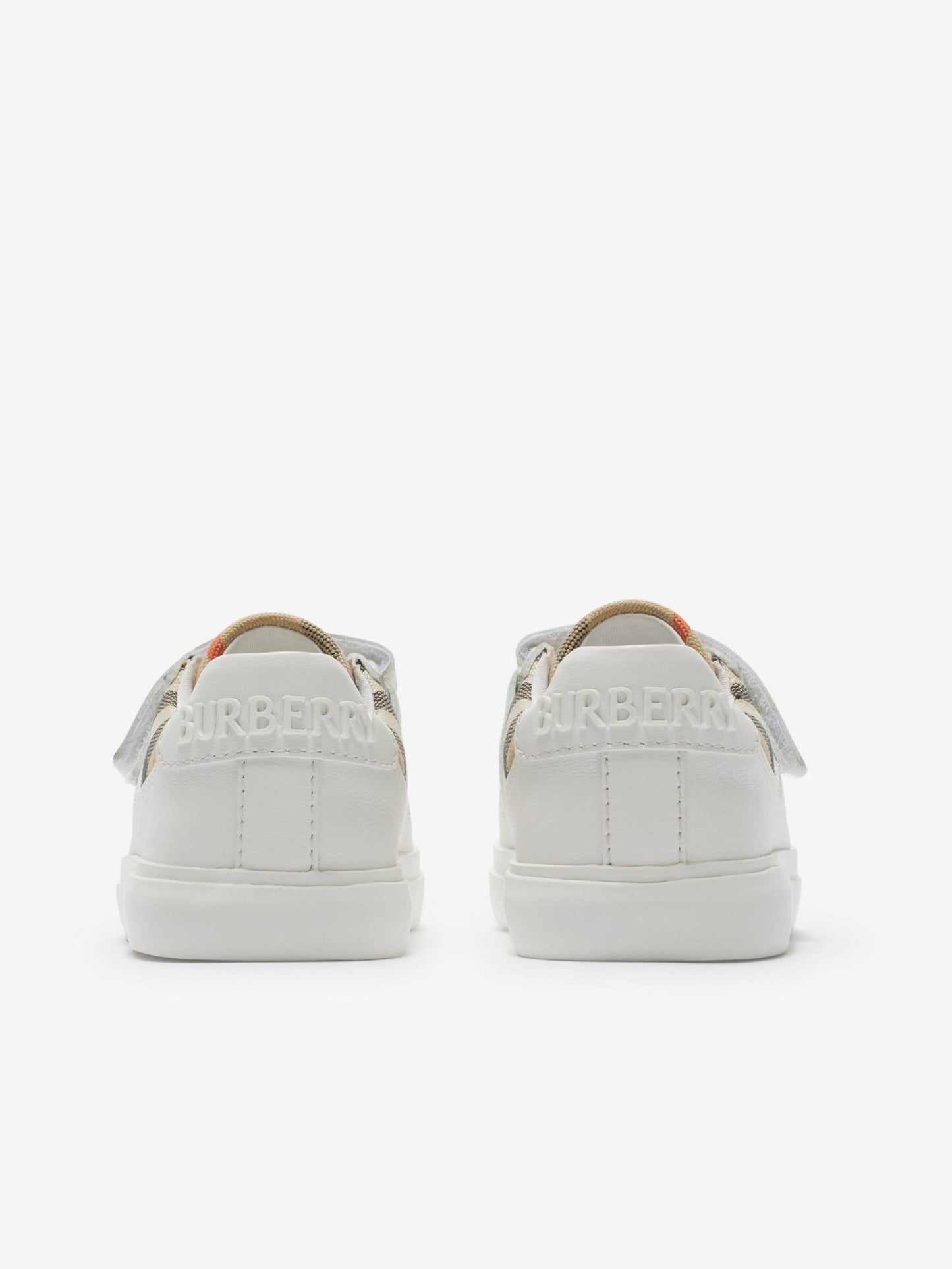 Burberry Kids Cotton and Leather Noah Strap Trainers in White