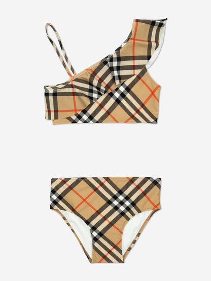 Burberry Girls Asla Check Bikini in Beige