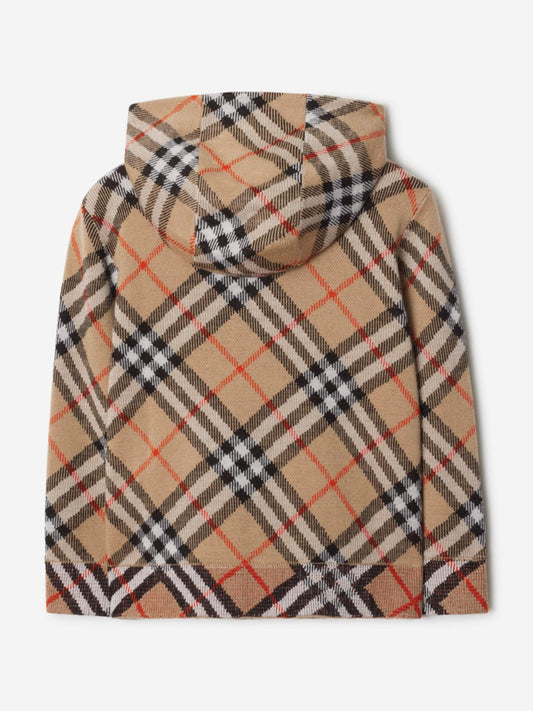 Burberry Boys Jimmy Check Zip Up Top in Beige