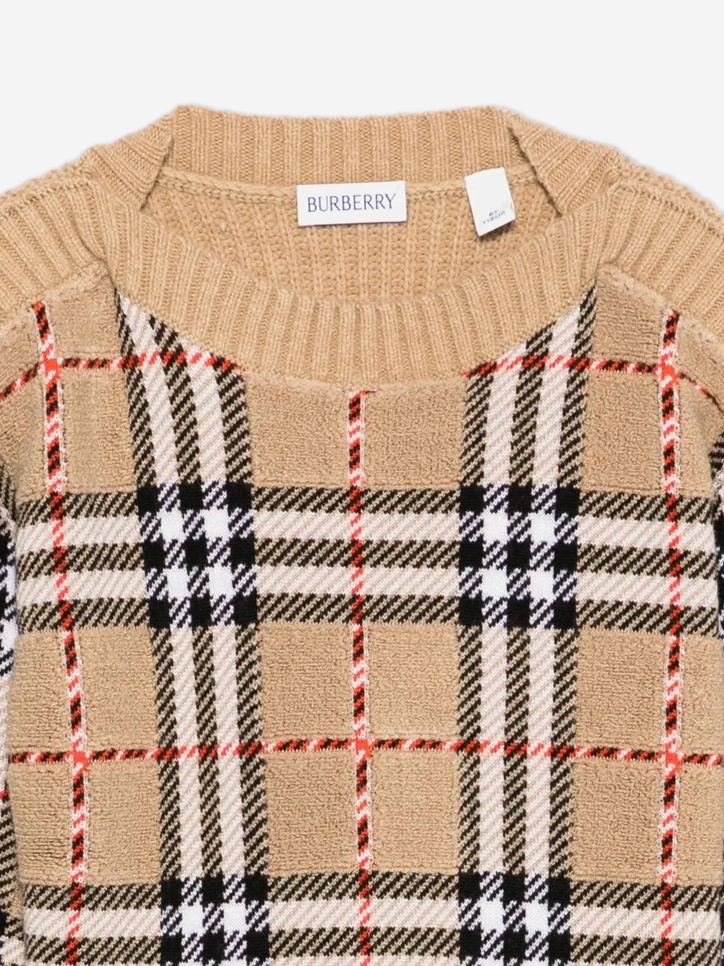 Burberry Boys Patrick Check Jumper in Beige