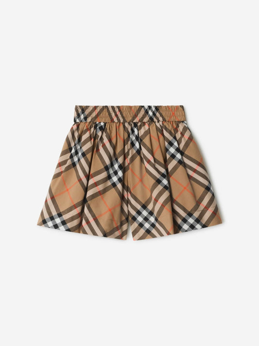 Burberry Girls Marcy Check Shorts in Beige