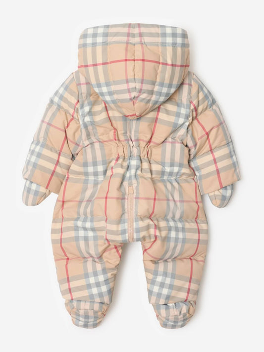 Burberry Baby Pale Check Snowsuit in Beige