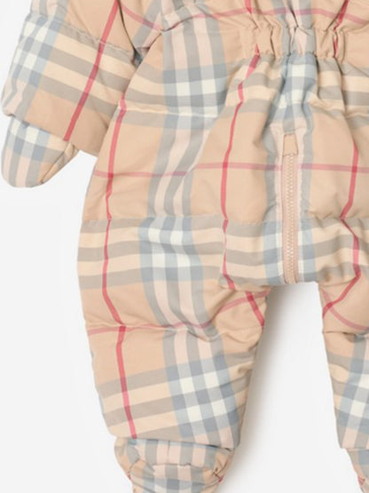 Burberry Baby Pale Check Snowsuit in Beige