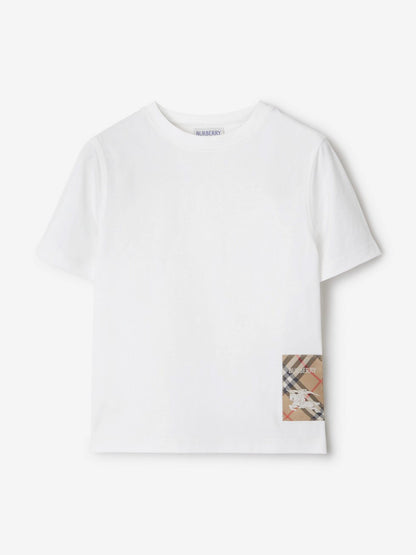 Burberry Girls Cedar EKD Label T-Shirt in White