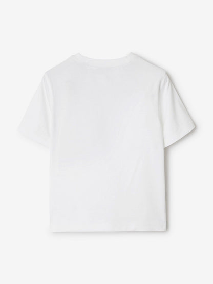 Burberry Girls Cedar EKD Label T-Shirt in White