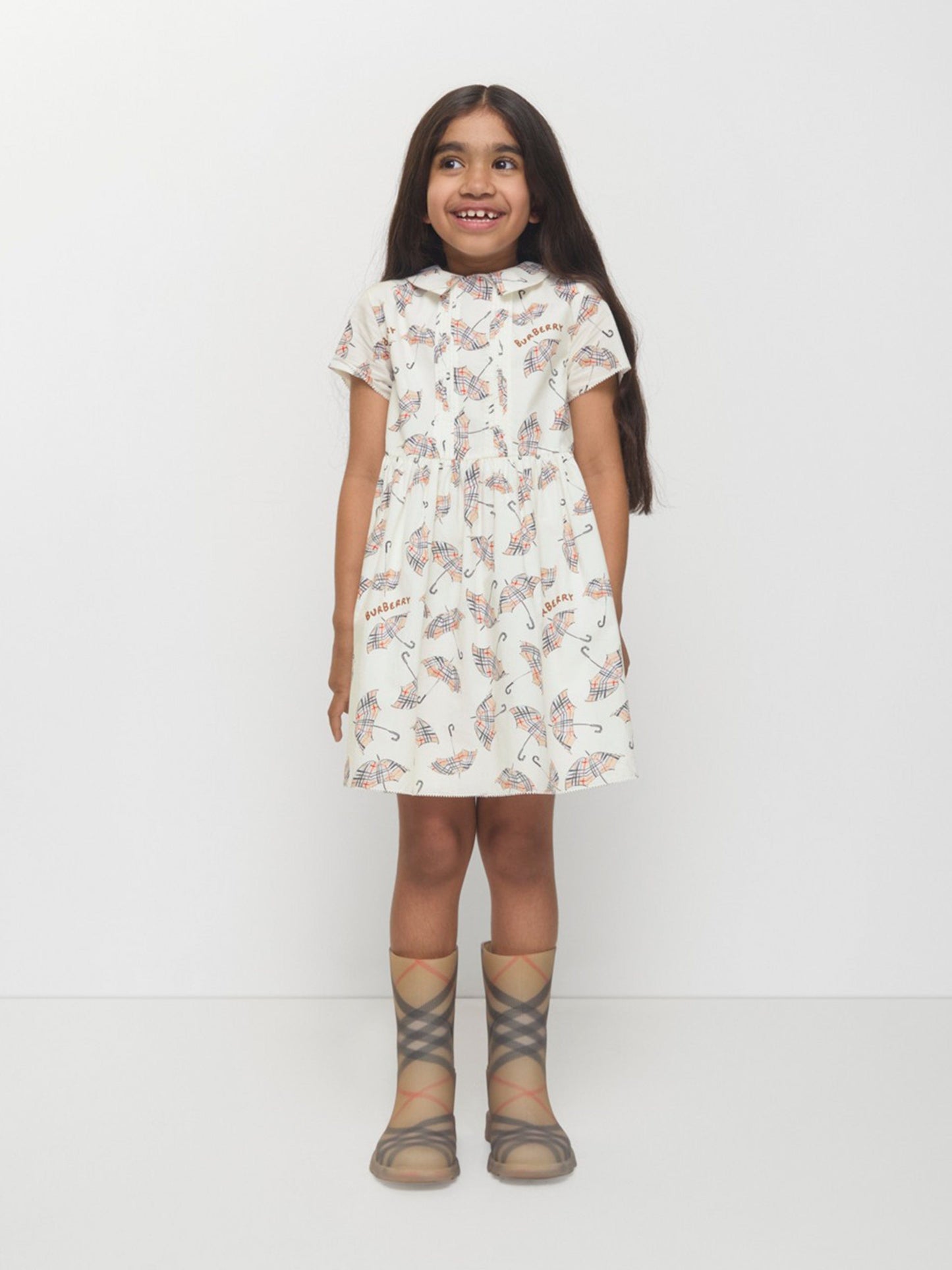 Burberry Girls Eadelle Umbrella Dress in Ivory