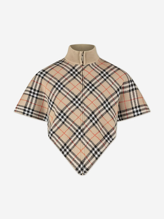 Burberry Girls Lette Check Cape in Beige