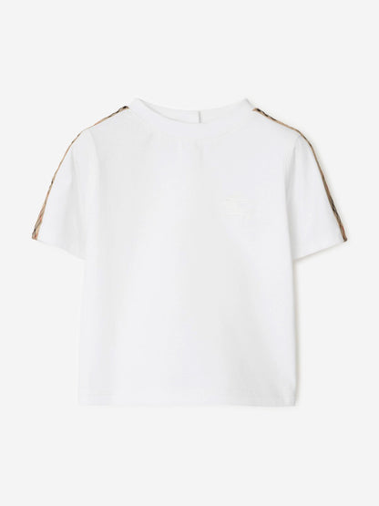 Burberry Baby Girls Cedar Check Tape T-Shirt in White
