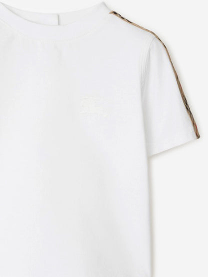 Burberry Baby Girls Cedar Check Tape T-Shirt in White