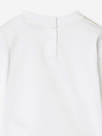 Burberry Baby Girls Cedar Check Tape T-Shirt in White