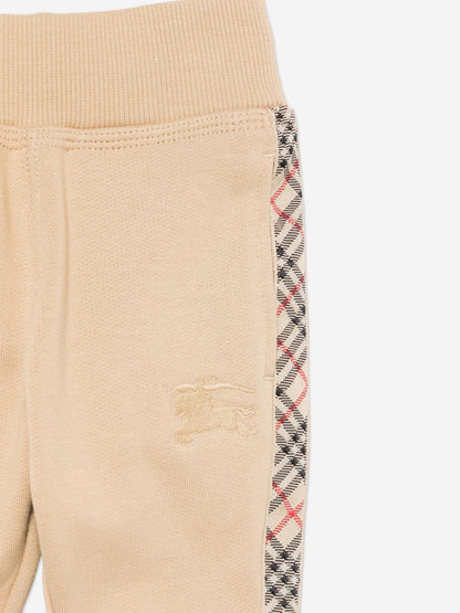 Burberry Baby Boys Mini Jackson Check Tape Joggers in Beige