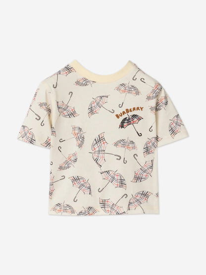 Burberry Baby Boys Mini Cedar Umbrella T-Shirt in Ivory