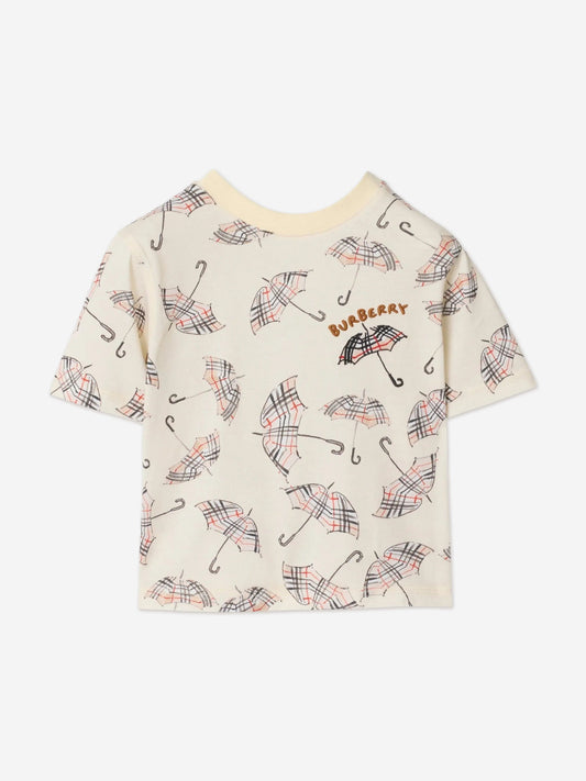 Burberry Baby Boys Mini Cedar Umbrella T-Shirt in Ivory