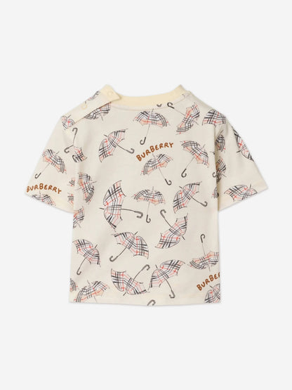 Burberry Baby Boys Mini Cedar Umbrella T-Shirt in Ivory