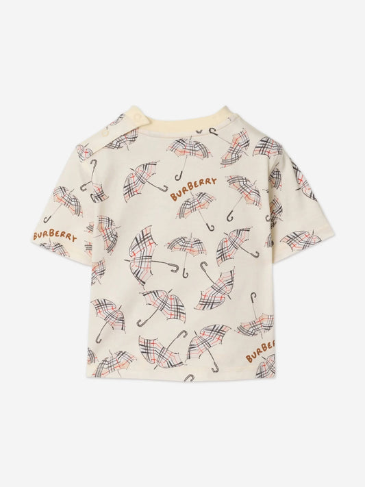 Burberry Baby Boys Mini Cedar Umbrella T-Shirt in Ivory