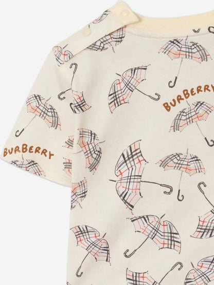 Burberry Baby Boys Mini Cedar Umbrella T-Shirt in Ivory