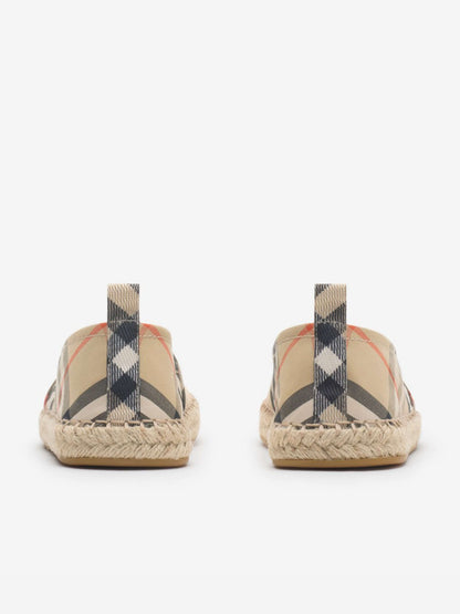Burberry Kids Maidstone Twill Check Espadrilles in Beige