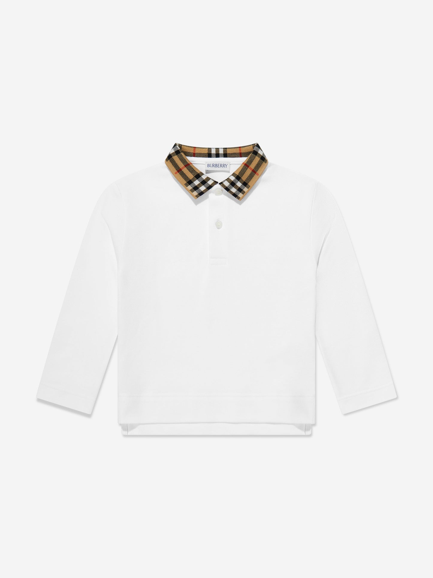Burberry Boys Johane EKD Long Sleeve Polo Shirt in White