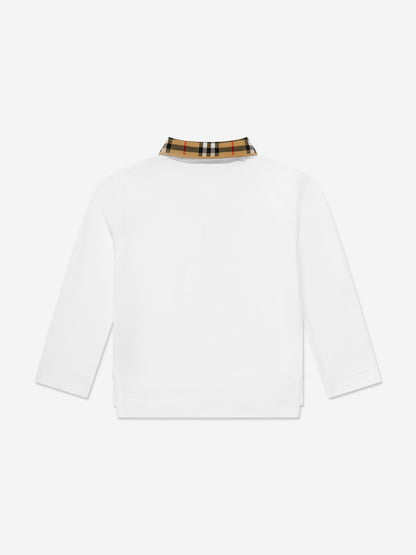 Burberry Boys Johane EKD Long Sleeve Polo Shirt in White