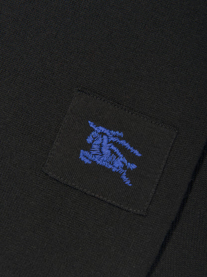 Burberry Boys Wool Knit Graham Cardigan in Black