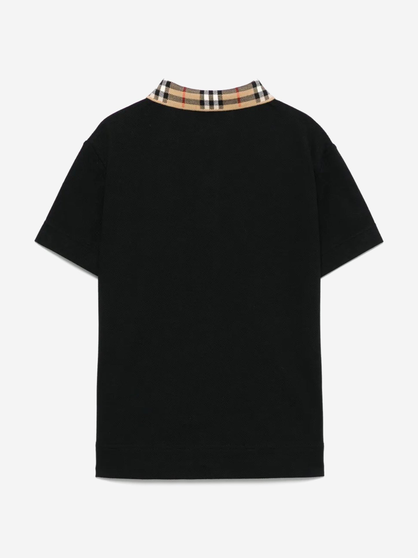 Burberry Boys Johane Check Collar Polo Shirt in Black