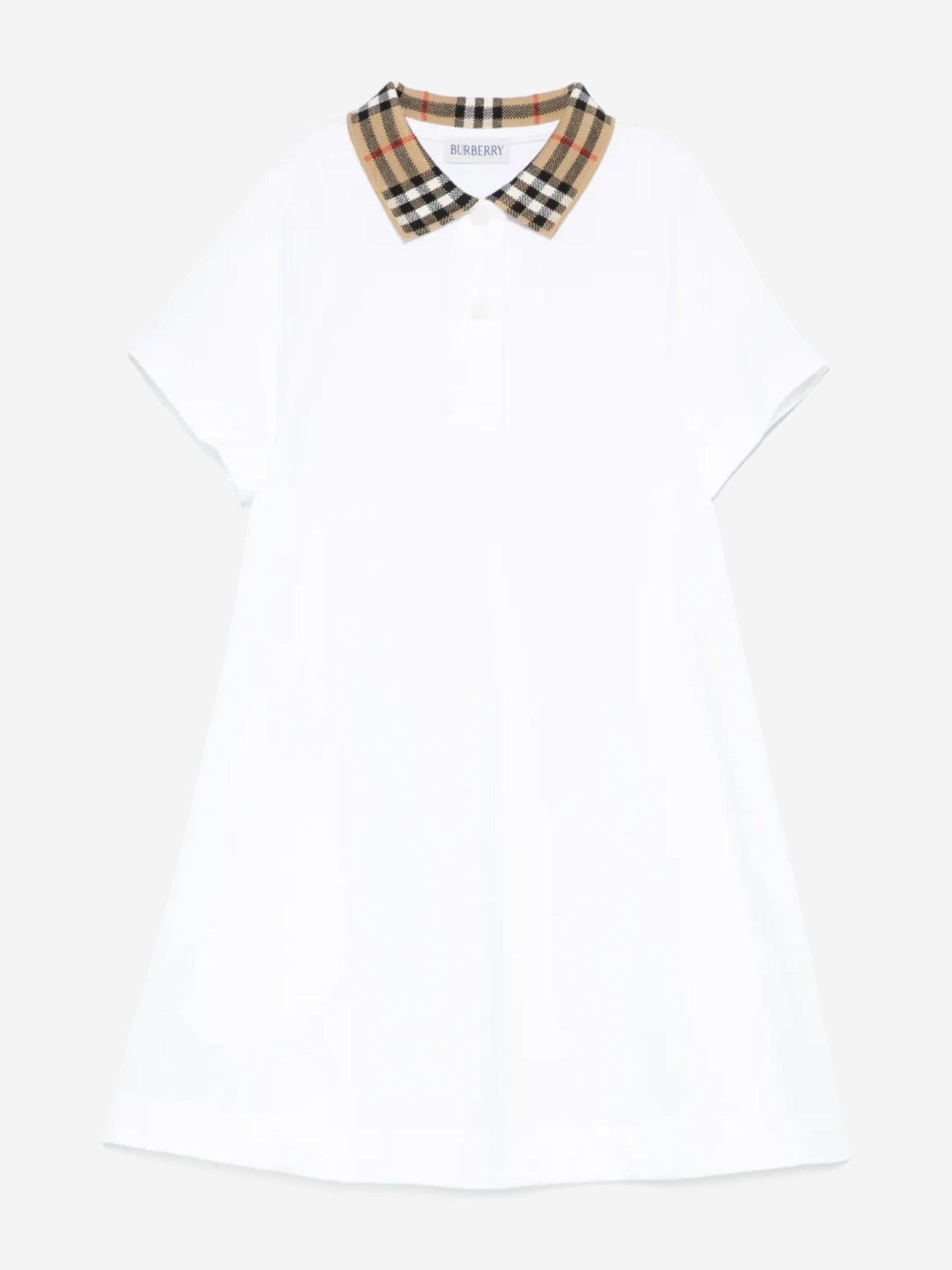 Burberry Girls Check Collar Astrid Dress in White