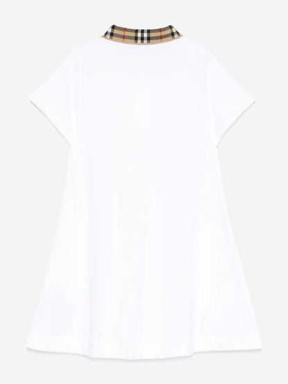 Burberry Girls Check Collar Astrid Dress in White