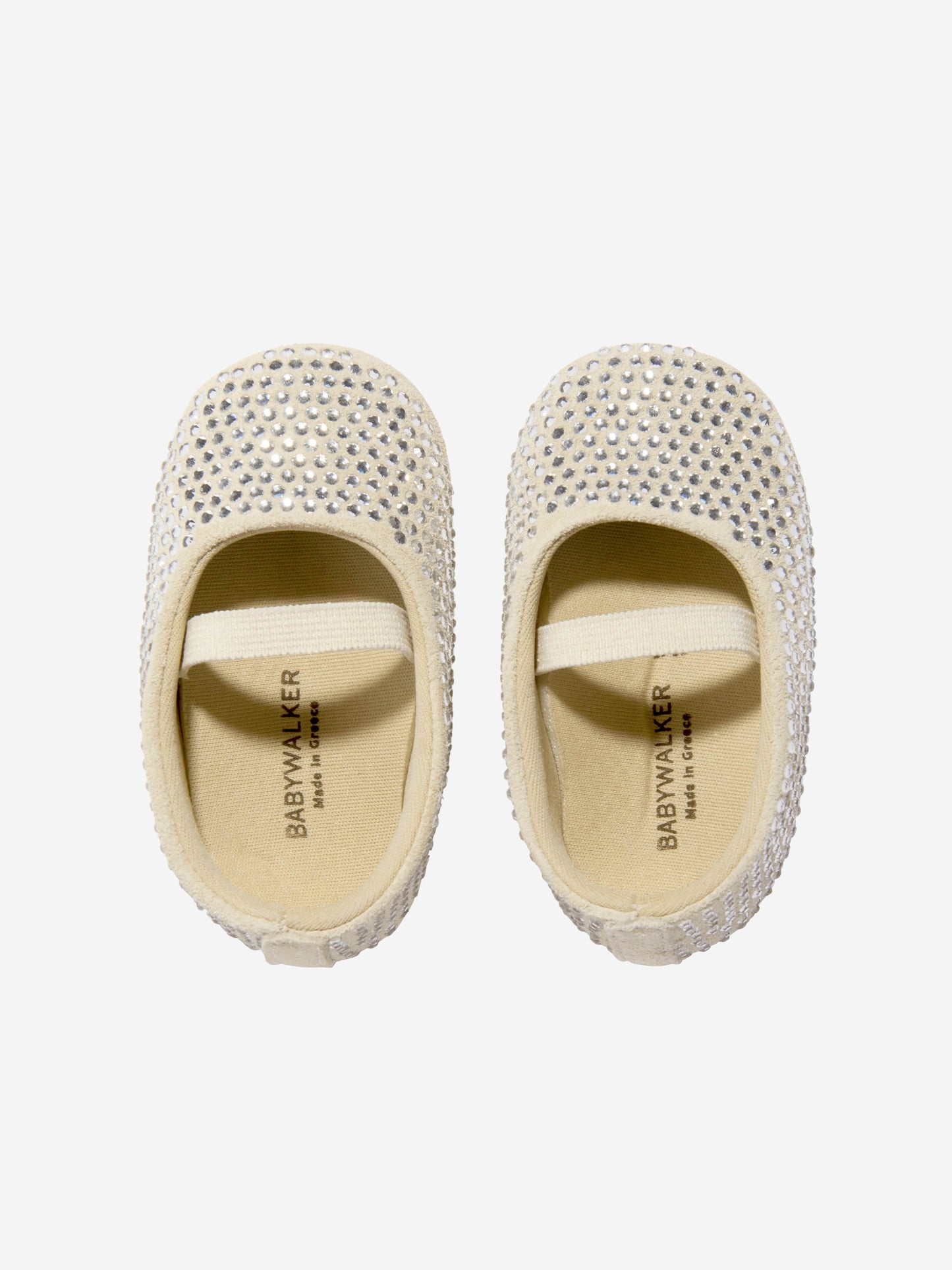 BABYWALKER Baby Girls Leather Diamonds Allover Ballerinas in Beige