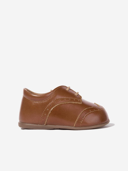 BABYWALKER Baby Boys Leather Lace Up Shoes in Brown