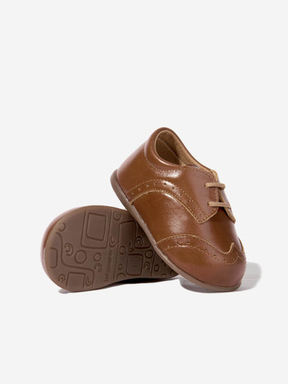 BABYWALKER Baby Boys Leather Lace Up Shoes in Brown