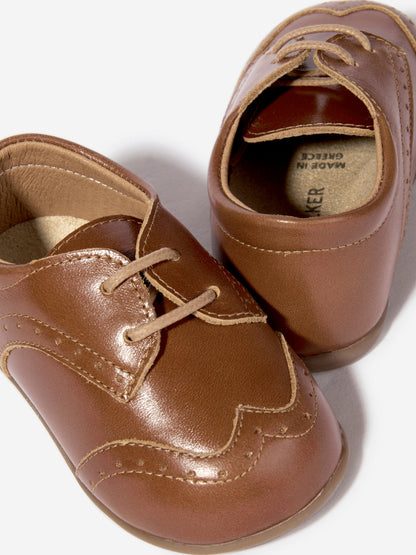 BABYWALKER Baby Boys Leather Lace Up Shoes in Brown