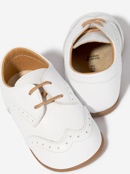 BABYWALKER Baby Boys Leather Lace Up Shoes in White