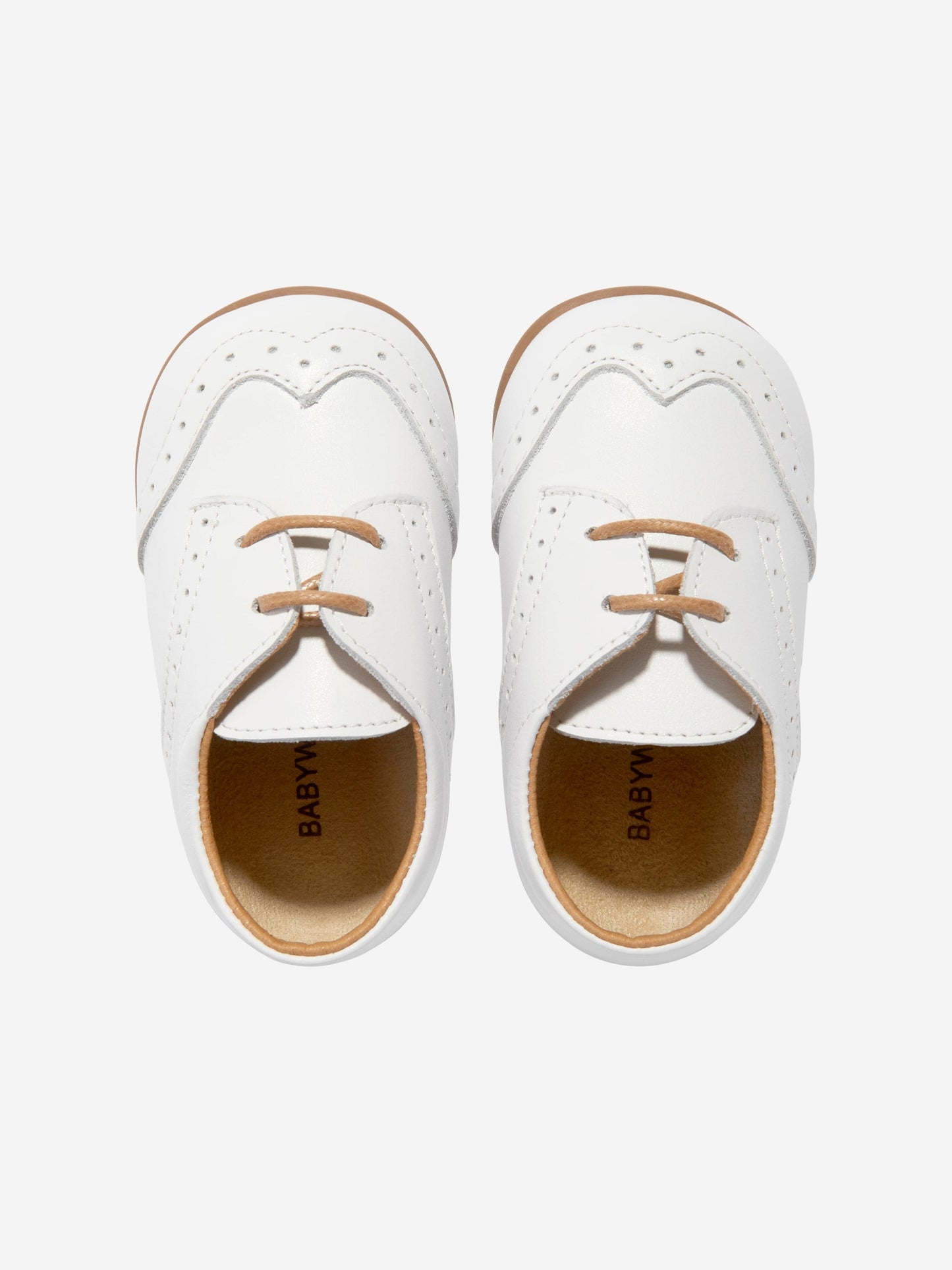 BABYWALKER Baby Boys Leather Lace Up Shoes in White