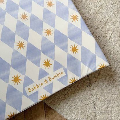 Anti-Roll Wedge Baby Changing Mat - Blue Harlequin