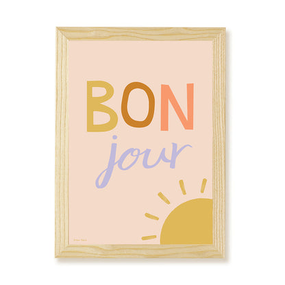 Hibou Design Bonjour Art Print - Pink