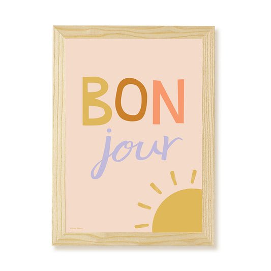 Hibou Design Bonjour Art Print - Pink