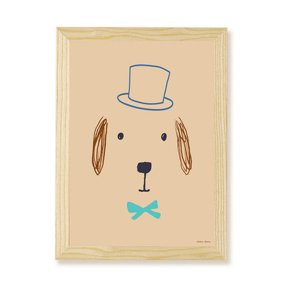 Hibou Design Bruno Dog Art Print - Plaster Pink