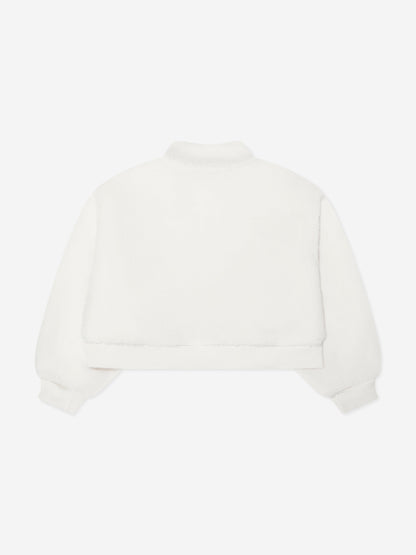 Calvin Klein Girls Sherpa Fleece Half Zip Sweatshirt in Ivory