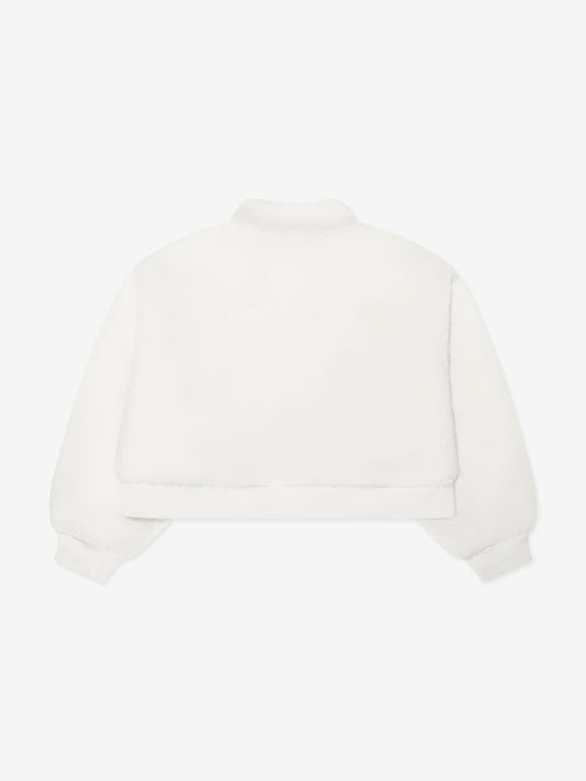 Calvin Klein Girls Sherpa Fleece Half Zip Sweatshirt in Ivory