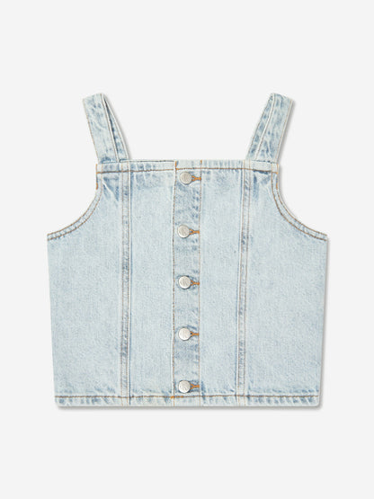 Calvin Klein Girls Strap Denim Top in Blue