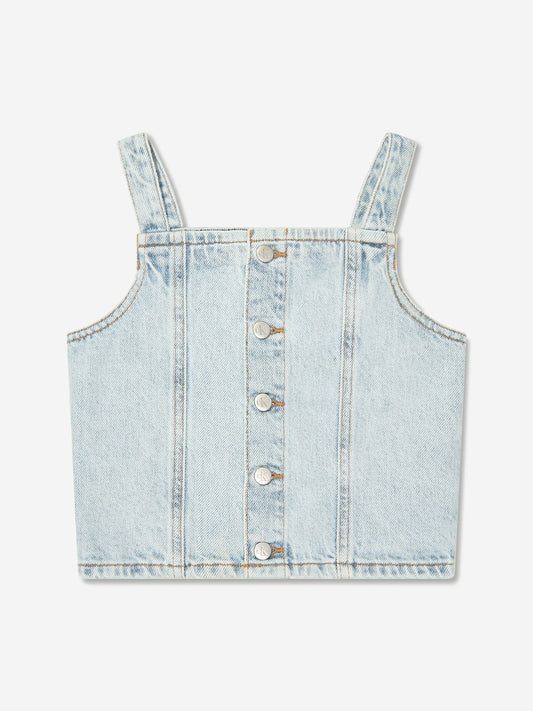 Calvin Klein Girls Strap Denim Top in Blue