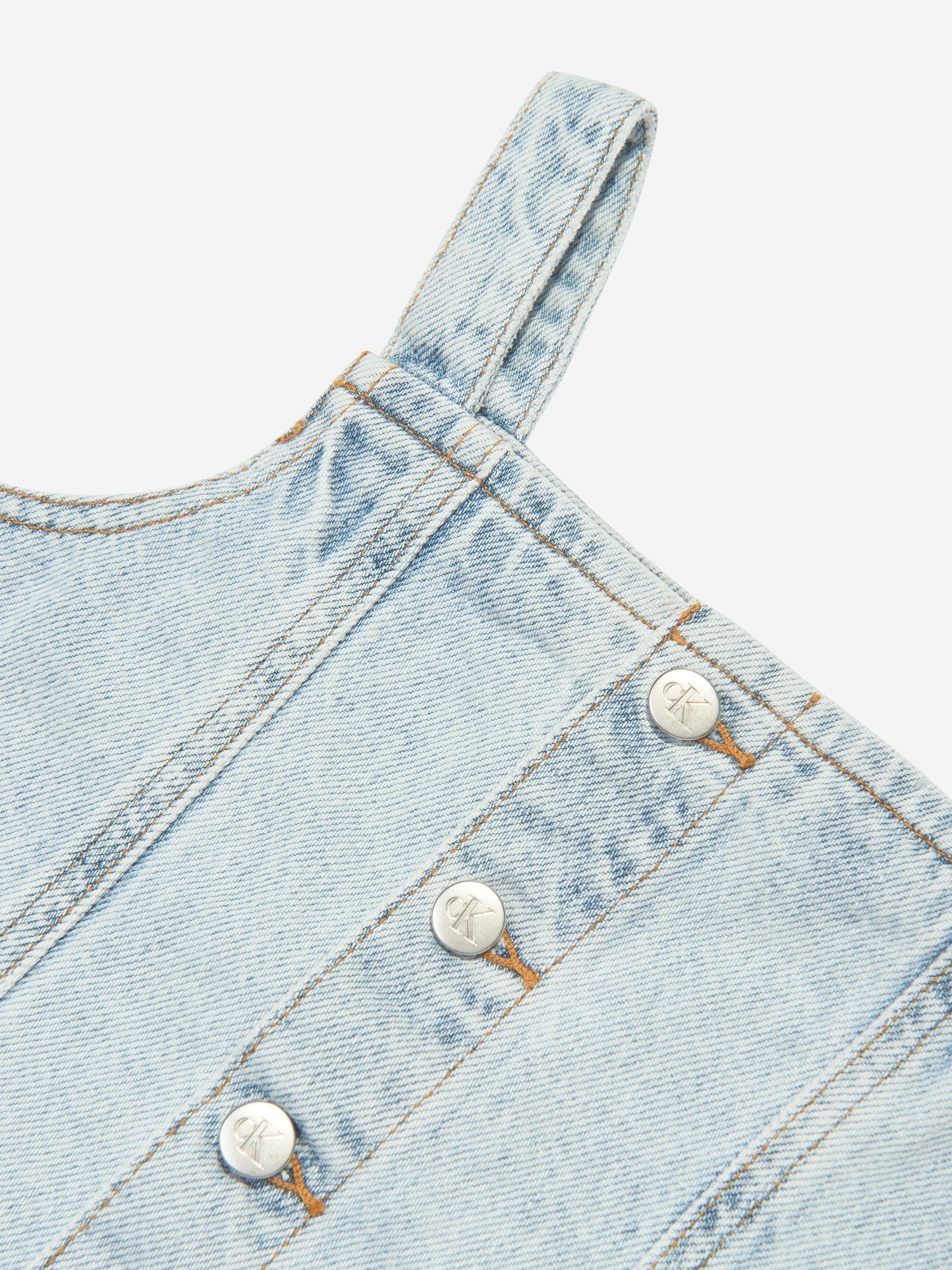 Calvin Klein Girls Strap Denim Top in Blue