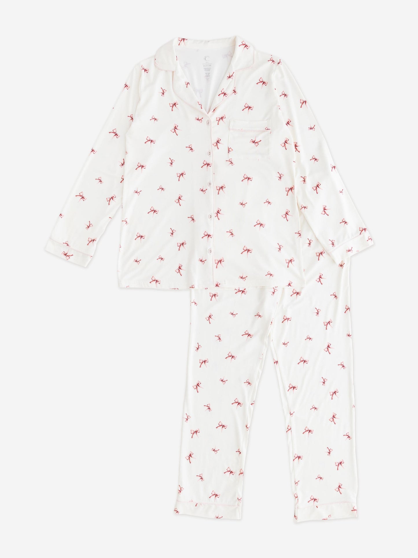 Cozy Crew Club Adult COZY Rosy Ribbon Pyjamas in Ivory