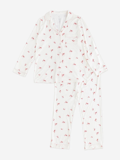 Cozy Crew Club Adult COZY Rosy Ribbon Pyjamas in Ivory