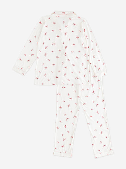 Cozy Crew Club Adult COZY Rosy Ribbon Pyjamas in Ivory