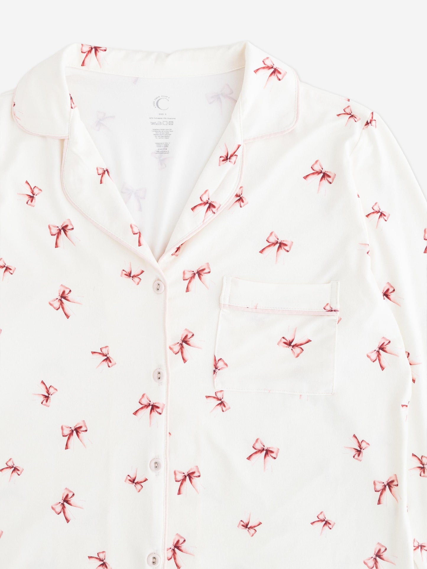 Cozy Crew Club Adult COZY Rosy Ribbon Pyjamas in Ivory