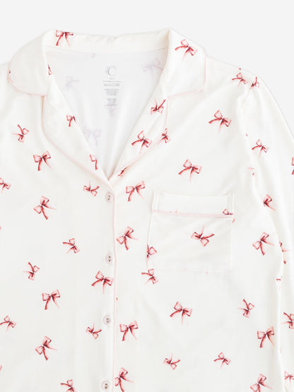 Cozy Crew Club Adult COZY Rosy Ribbon Pyjamas in Ivory