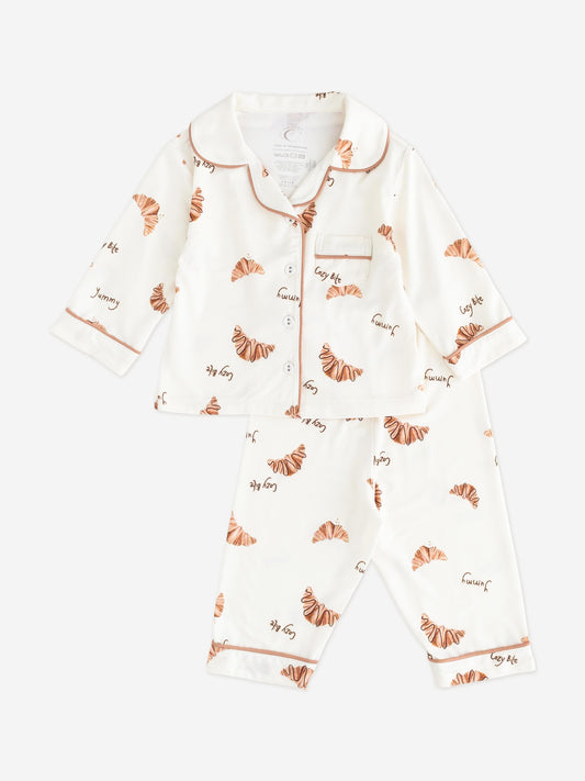 Cozy Crew Club Kids Mini COZY Croissant Club Pyjamas in Ivory