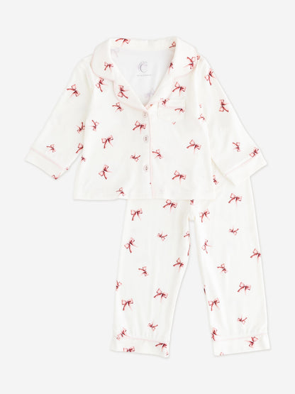Cozy Crew Club Girls Mini COZY Rosy Ribbon Pyjamas in Ivory